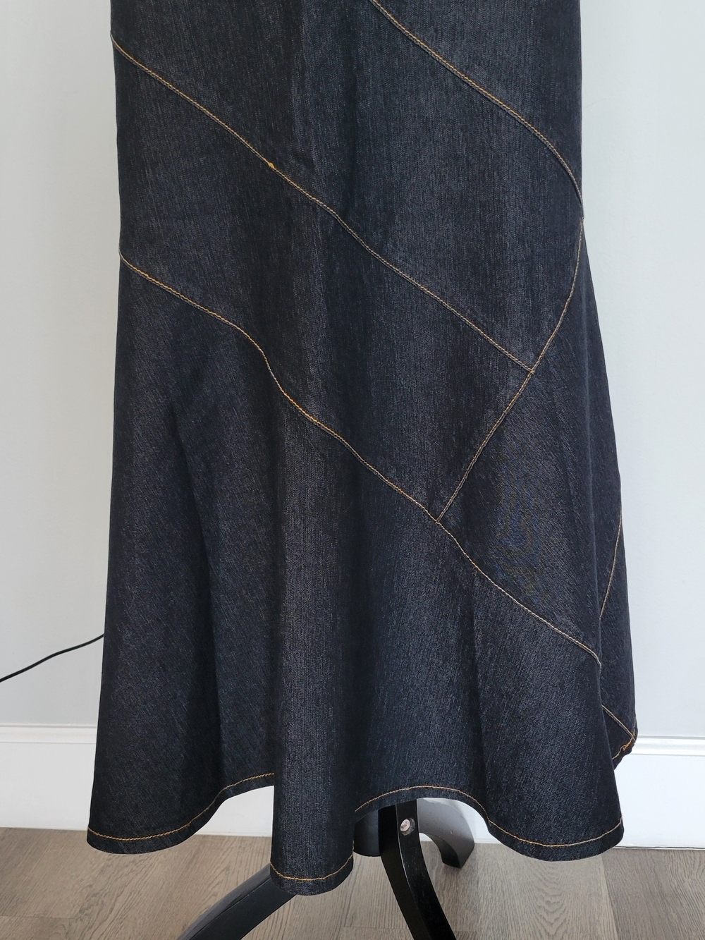 Vintage Bisou Bisou Y2K Dark Blue Denim Jeans Mermaid Trumpet Maxi Skirt Size 14 - Picture 5 of 15